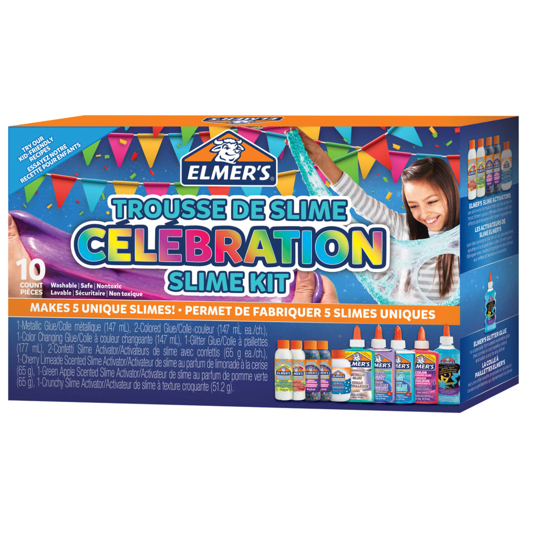Elmer’s Celebration Slime Kit, Slime Supplies Include Assorted Magical Liquid Slime Activators and Assorted Liquid Glues, 10 Count