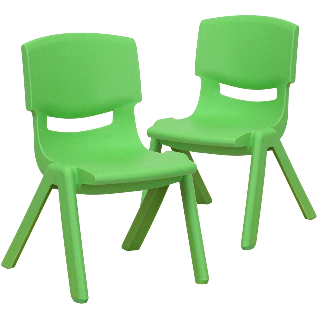 Whitney 2 Pack Green Plastic Stackable School Chair with 10.5'' Seat Height