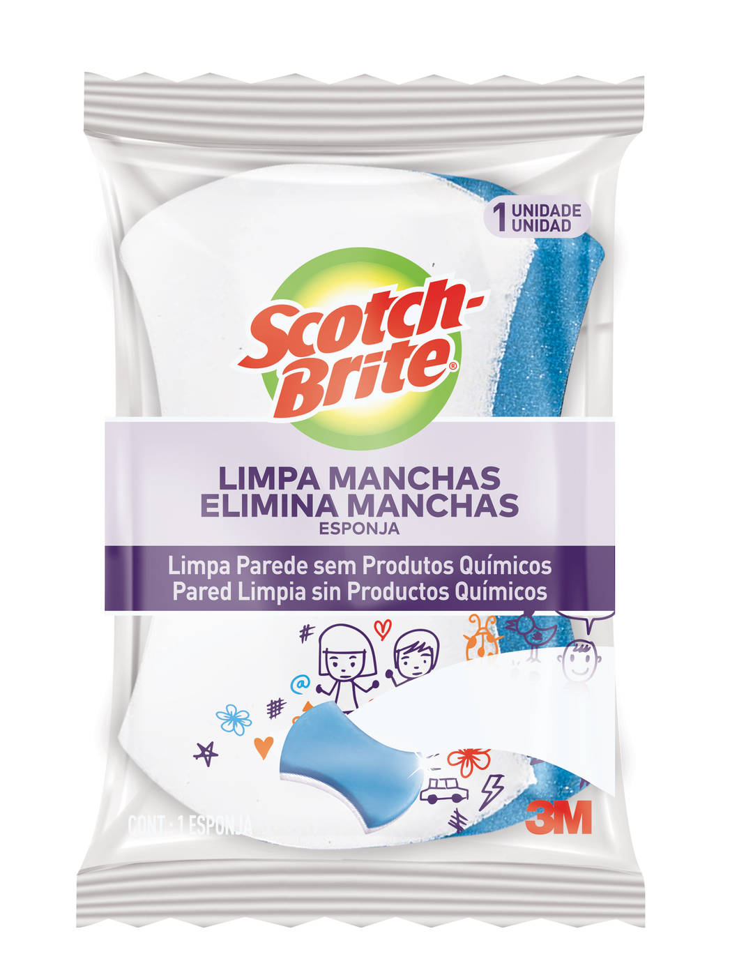 Esponja Mágica Scotch-Brite® Limpa Manchas para Parede, 1 Unidade/Pacote