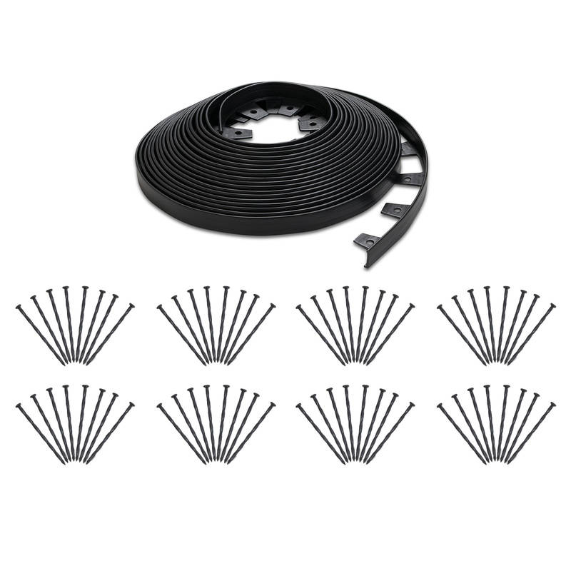 Vigoro 1.5" x 100' No-Dig Edging Kit, Black - Extra Spikes