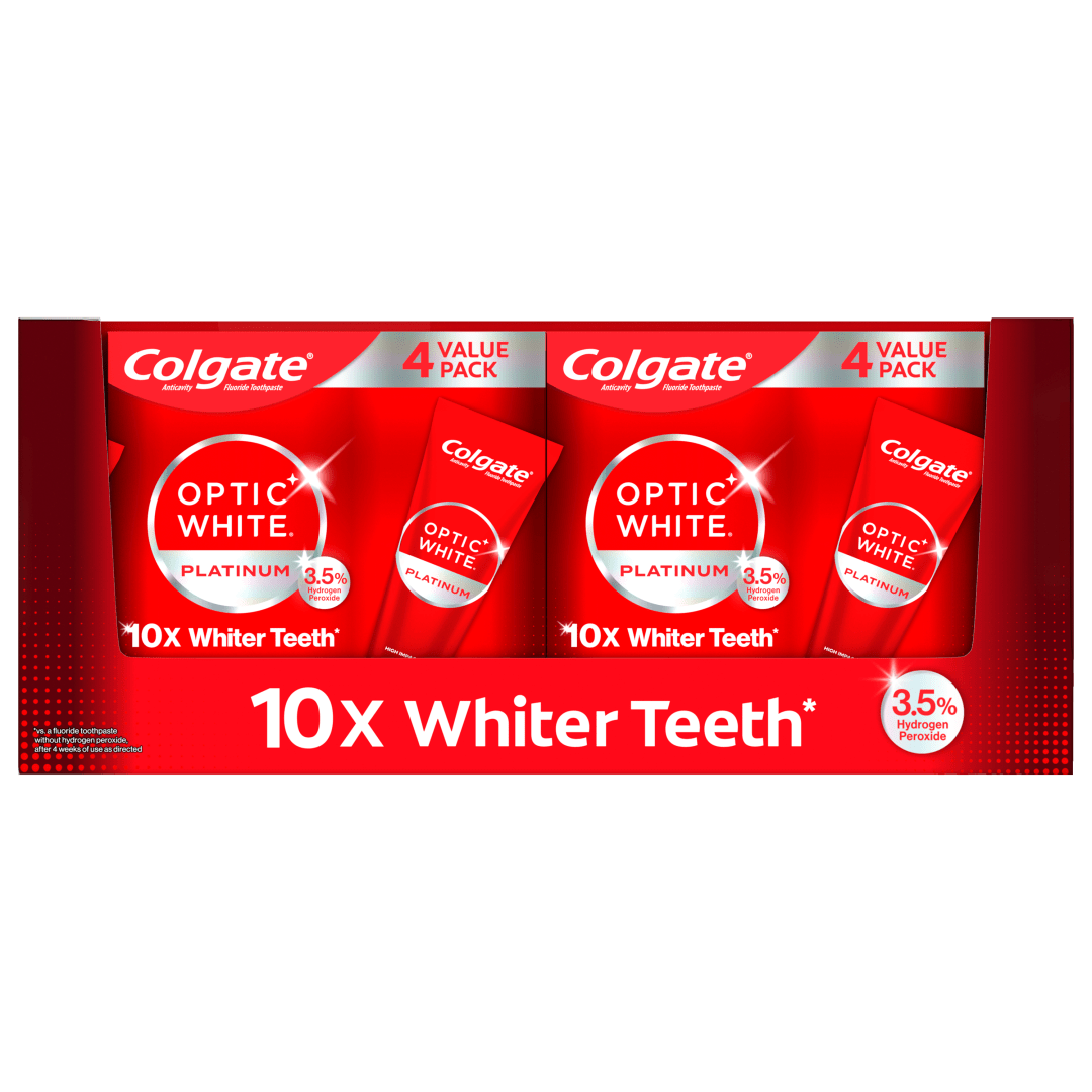Colgate Optic White Platinum High Impact White Toothpaste with 3.5% Hydrogen Peroxide, Anticavity Teeth Whitening Toothpaste with Fluoride, Glistening Mint Flavor, Enamel Safe, 4.1 OZ