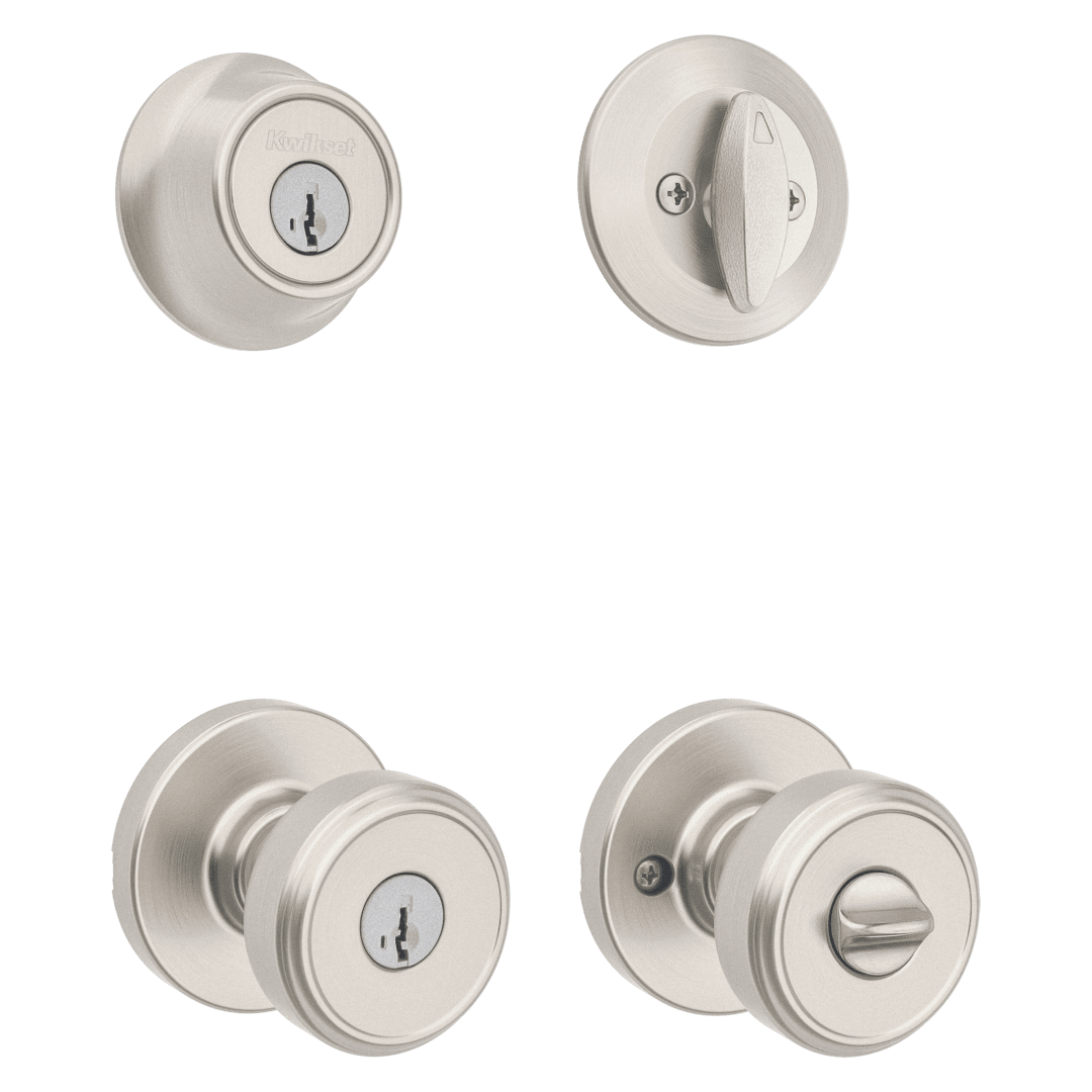 690 Maven Keyed Entry Knob and Single Cylinder Deadbolt Combo Pack featuring SmartKey Security™ in Satin Nickel