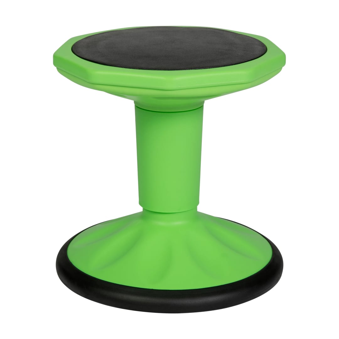 Lucas Fixed Height Kids Flexible Active Stool for Classroom and Home with Non-Skid Bottom in Green, 14" Seat Height