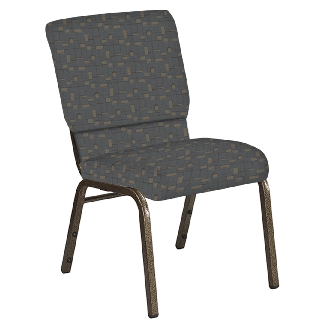 Embroidered 18.5''W Church Chair in Circuit Teal Fabric - Gold Vein Frame