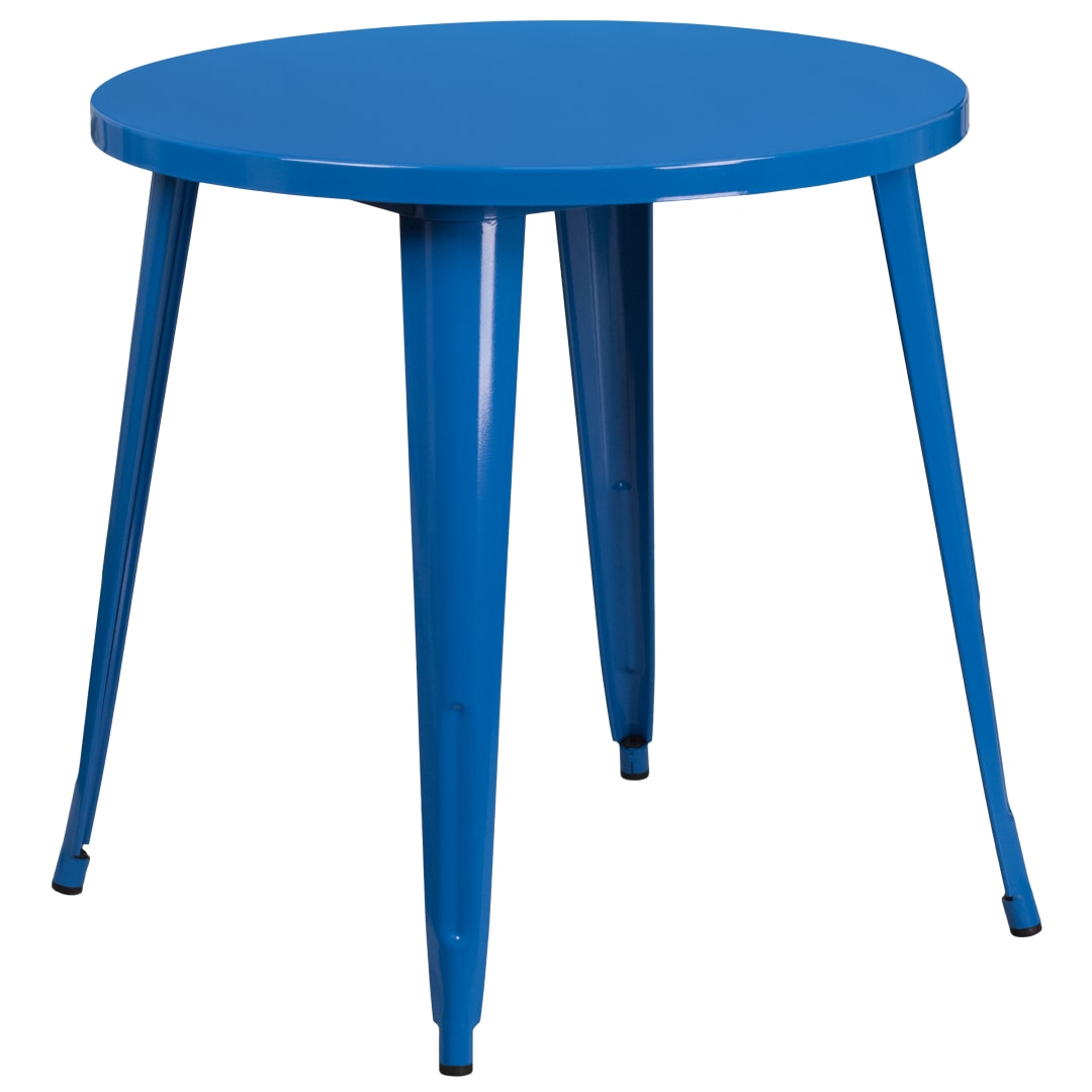 Jeffrey Commercial Grade 30" Round Blue Metal Indoor-Outdoor Table