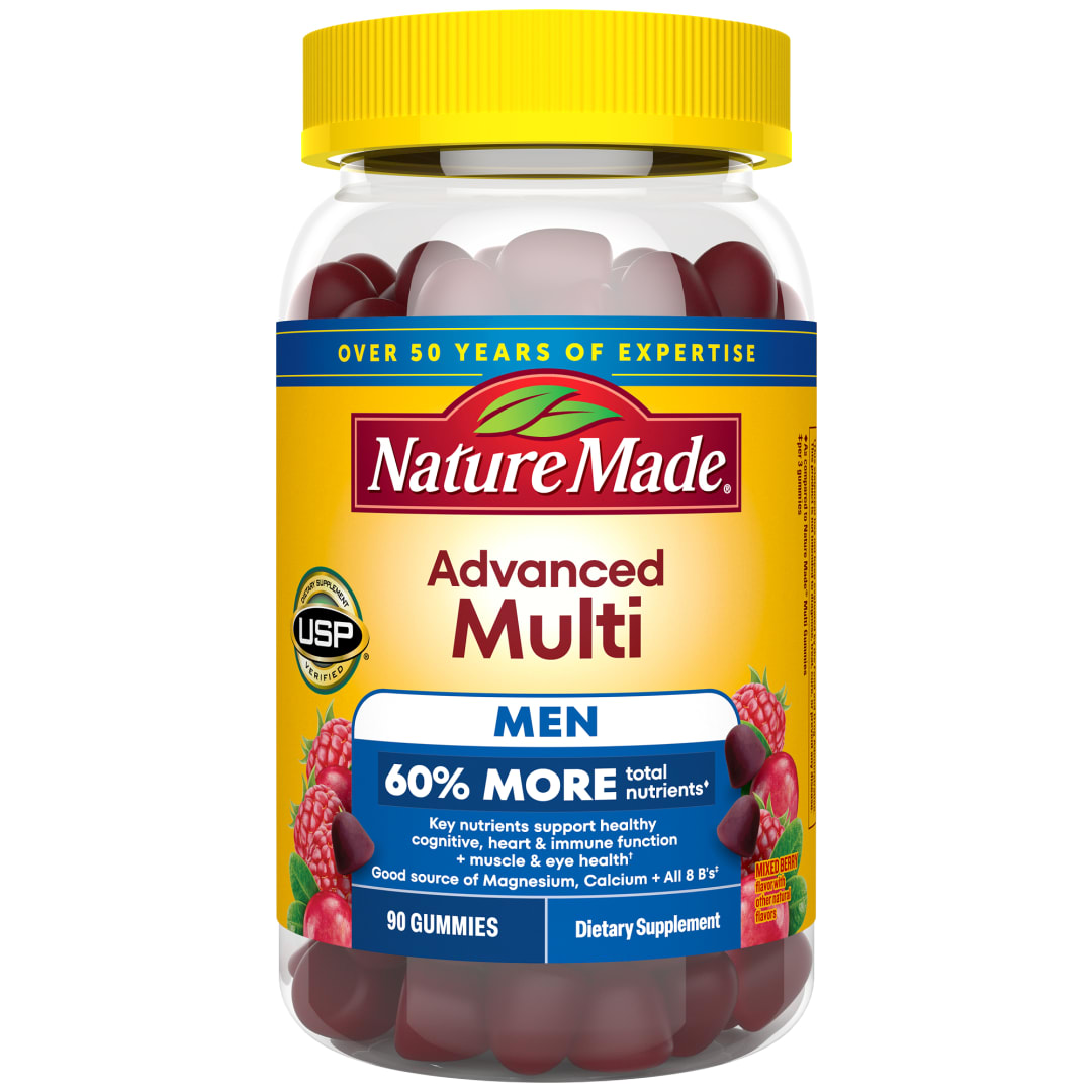 Nature Made Advanced Multivitamin For Men Gummies, Mens Multivitamin Gummies with Magnesium Citrate, Calcium & B Vitamins, Daily Support, 90 Gummies, 30 Day Supply