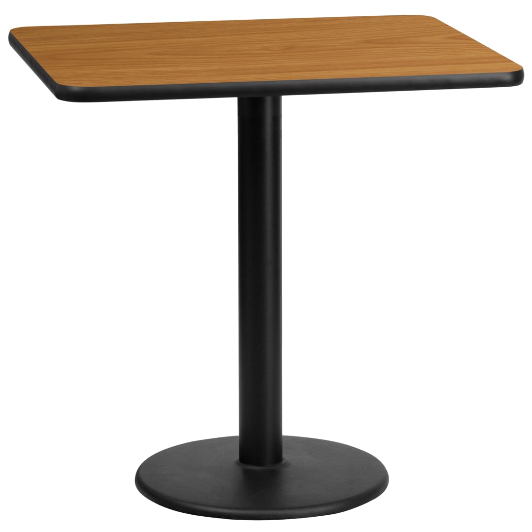 Graniss 24'' x 30'' Rectangular Natural Laminate Table Top with 18'' Round Table Height Base