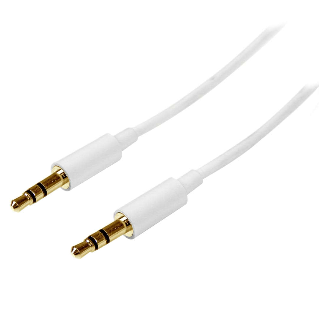 2 m White Slim 3 5mm Stereo Audio Cable M M