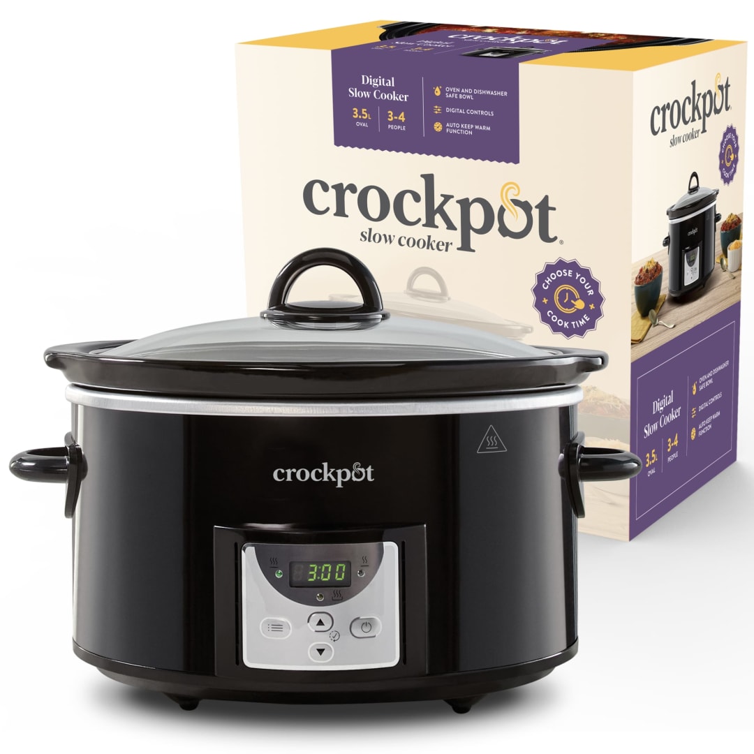 Crockpot® Digital Slow Cooker | 3.5 L (3-4 People) | Programmable Countdown Timer | EU 2 Pin Plug | Black [CSC113X]