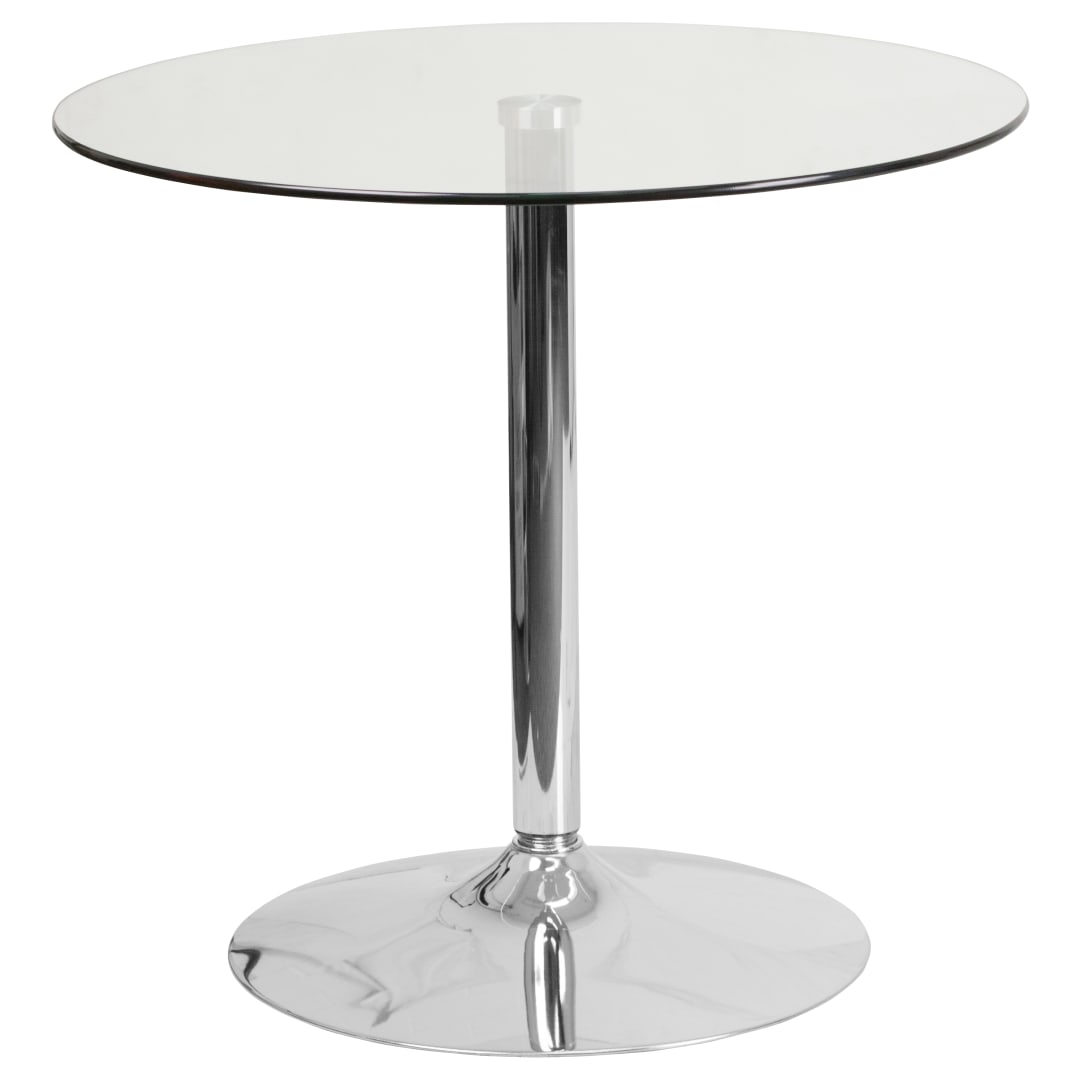 Hills 31.5'' Round Glass Table with 29''H Chrome Base