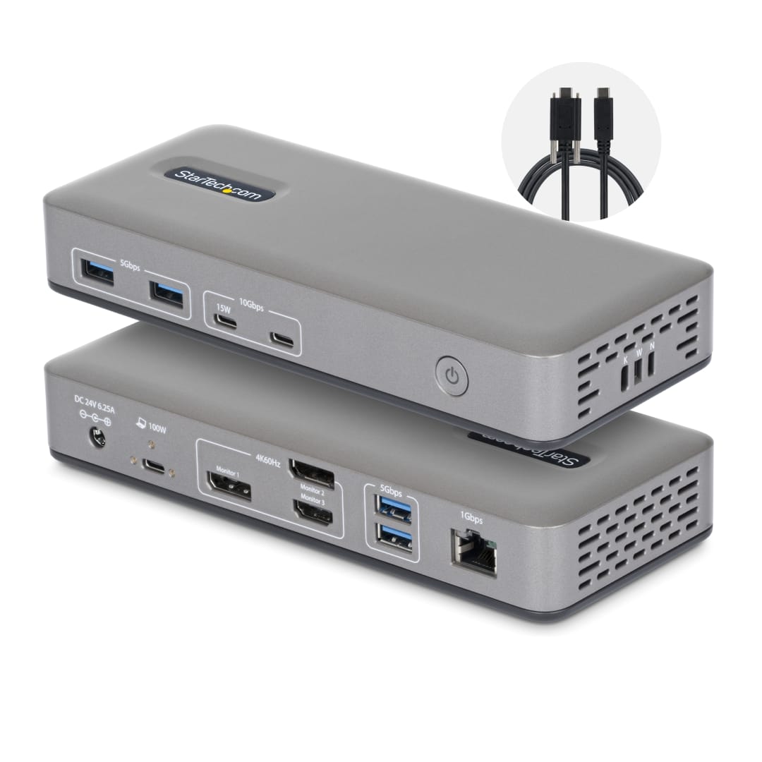 USB-C Triple Display Dock, 4k60, 6-7 USB Ports, GbE 100W PD