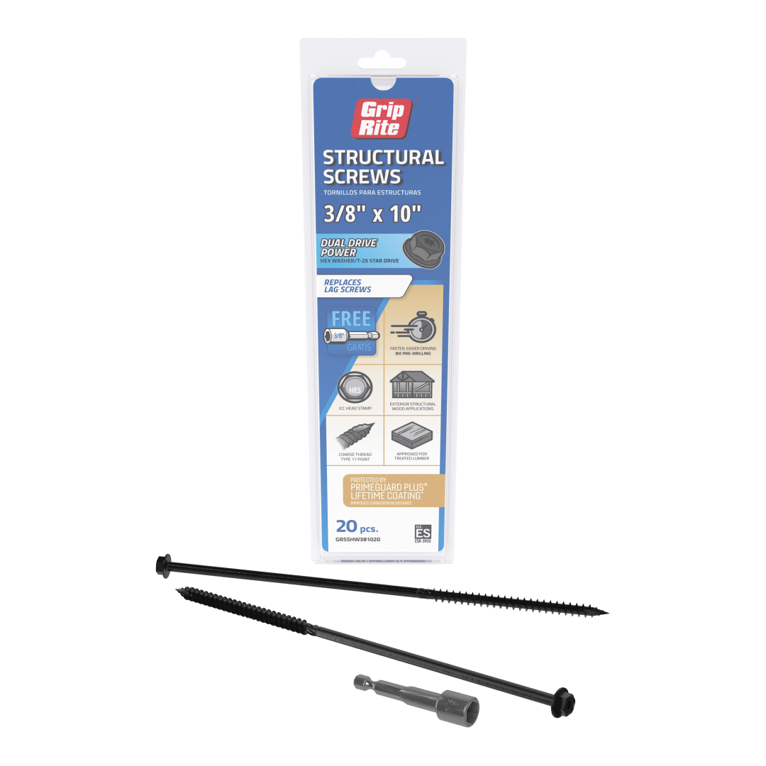 Grip-Rite 3/8 X 10" Gr Structural Scw Hw 20Pc Hand Drive Structural Screws