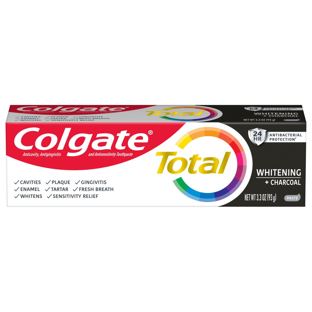 Colgate Total Whitening + Charcoal Toothpaste, Mint Toothpaste, 3.3 Oz Tube