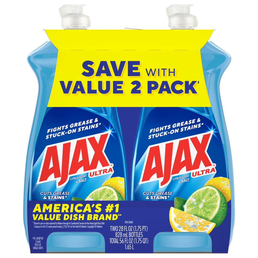 Ajax Ultra Liquid Dish Soap, Citrus Scent + Salt - 28 Fluid Ounce, 2PK