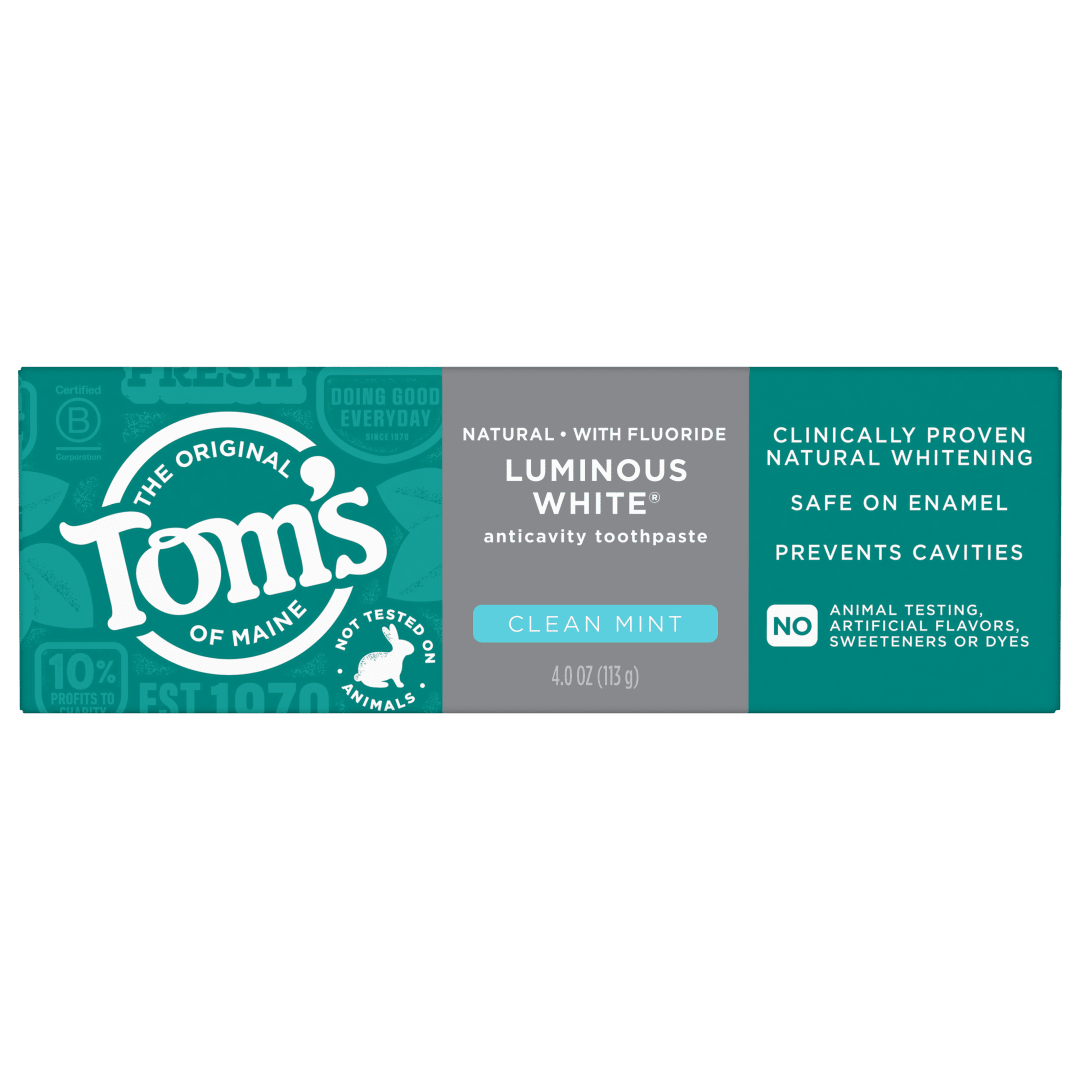 Tom’s of Maine Luminous White Natural Whitening Toothpaste with Fluoride, Clean Mint