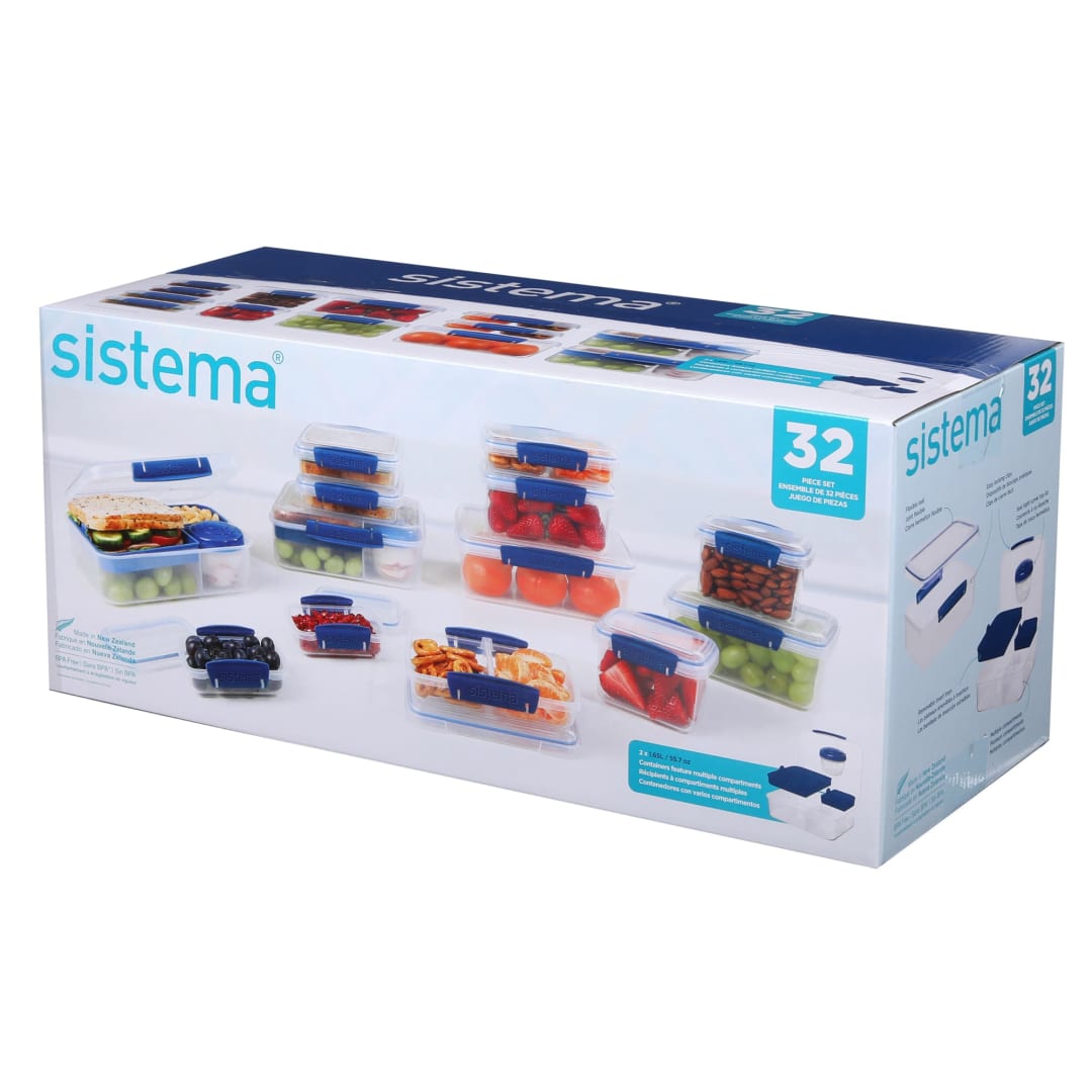 Sistema 32-Piece Set, Sistema TO GO and Klip It Set, Food Storage Containers Set, Bento Lunch Set