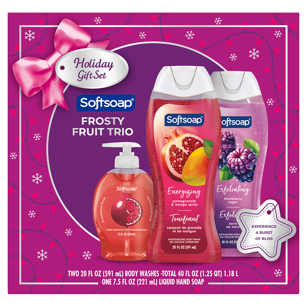 Softsoap Frosty Fruit Holiday Gift Set, Two Body Washes and One Liquid Hand Soap