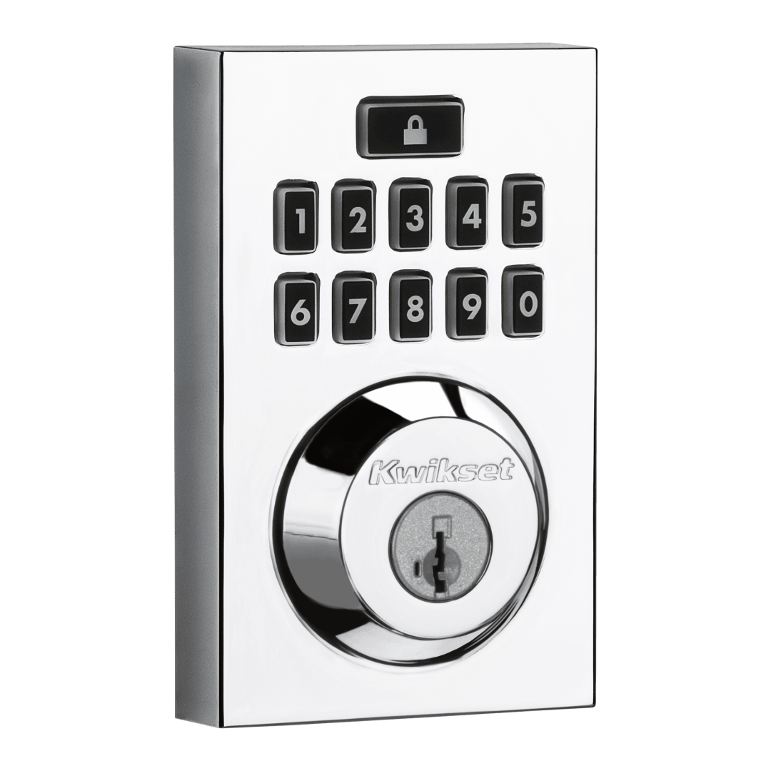 914 SmartCode® Contemporary Square  Electronic Deadbolt featuring SmartKey Security™ and Zigbee Technology in Polished Chrome
