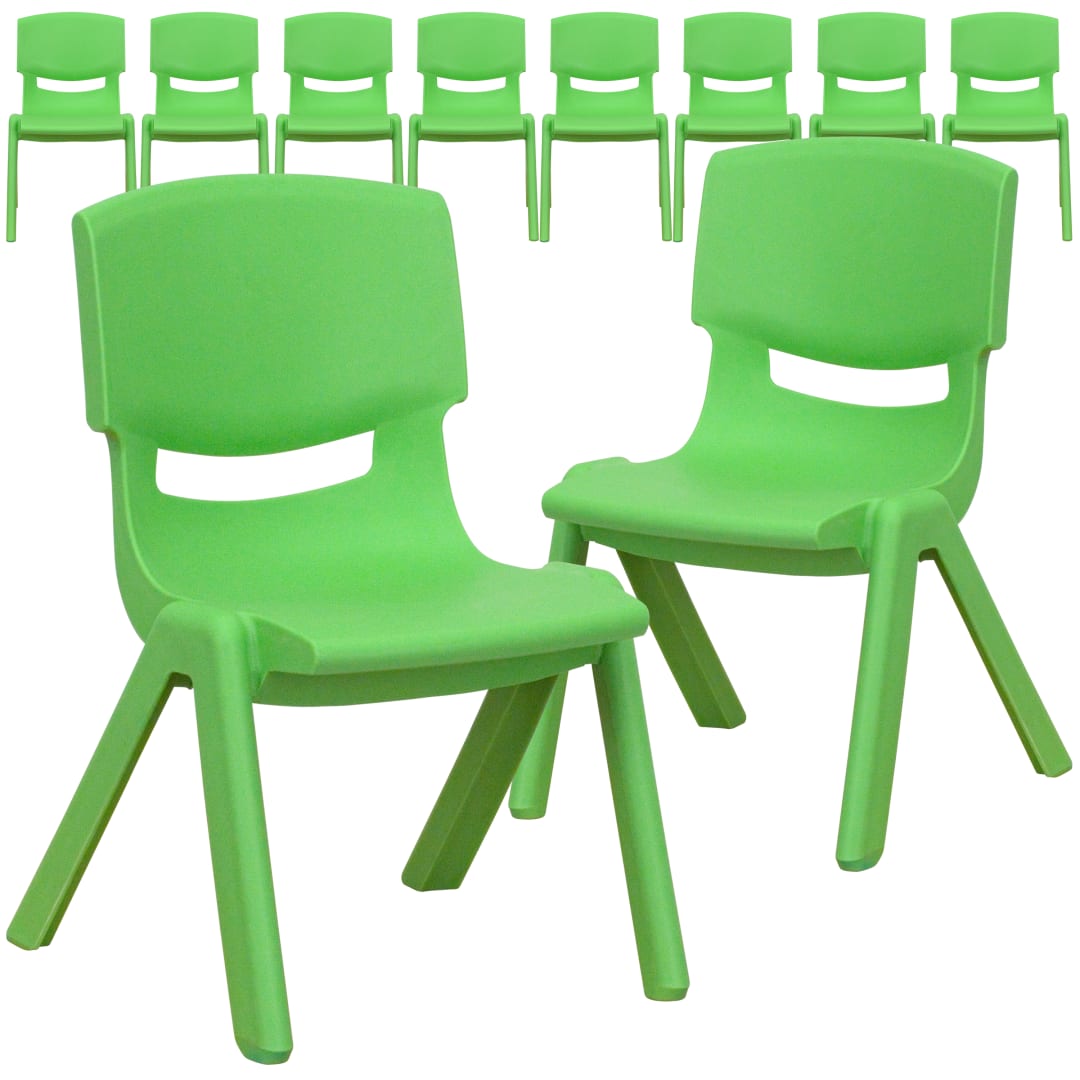 Whitney 10 Pack Green Plastic Stackable School Chair with 10.5'' Seat Height