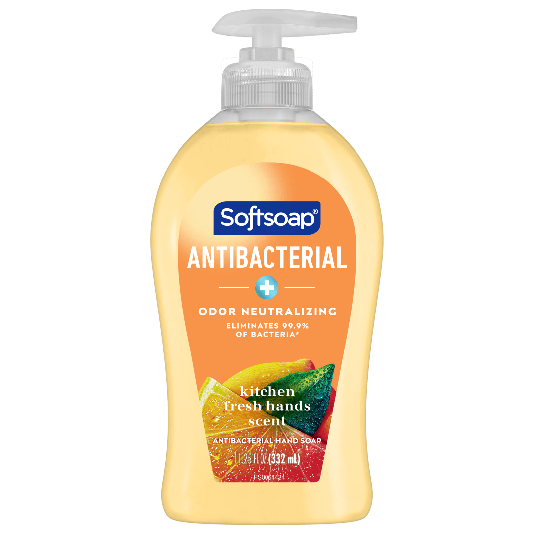 Softsoap Antibacterial Liquid Hand Soap, Kitchen Fresh Hands Lemon Scent Hand Soap, 11.25 oz Bottle