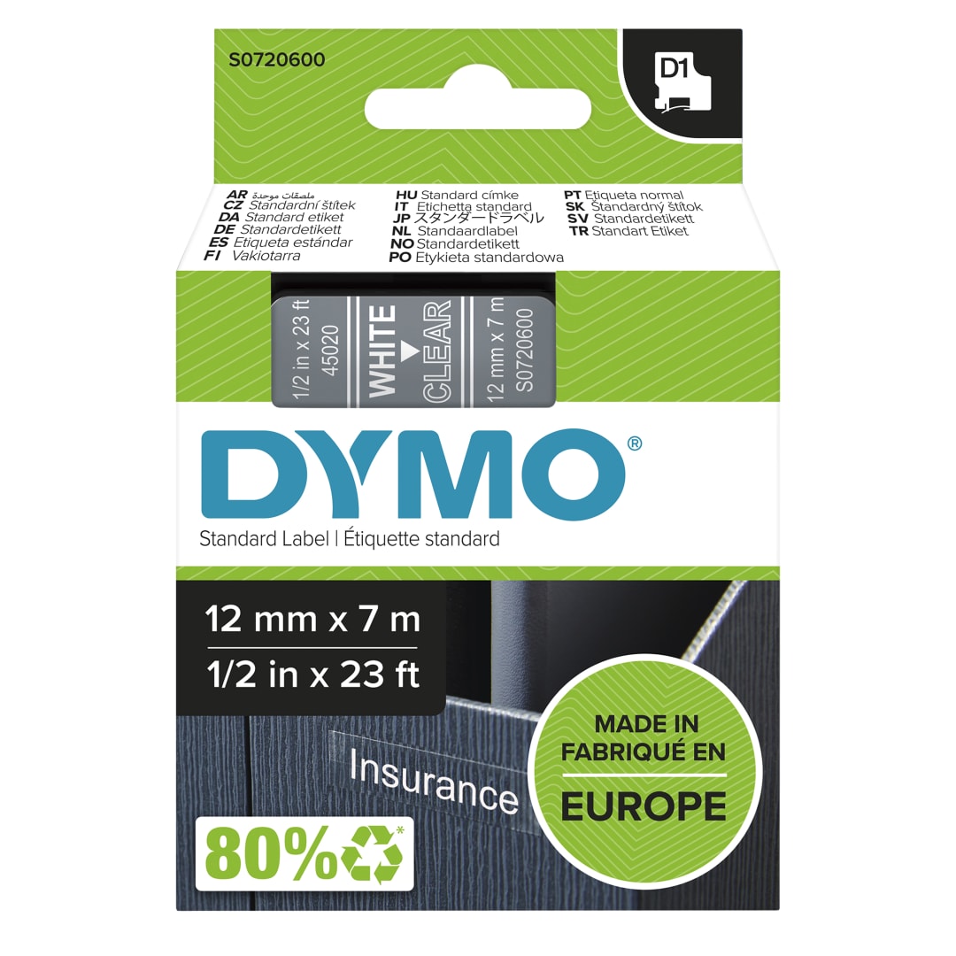 DY D1 12MMX7M 1/2"X23' WH/CLR GLOBA