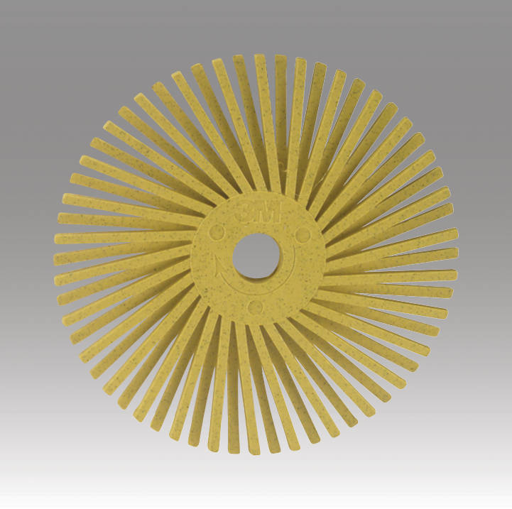 Disco Bristle™ Scotch-Brite™ Radial –  Diâmetro de 50,8 mm, Furo de 9,5 mm, Grão 80 Fino, Amarelo