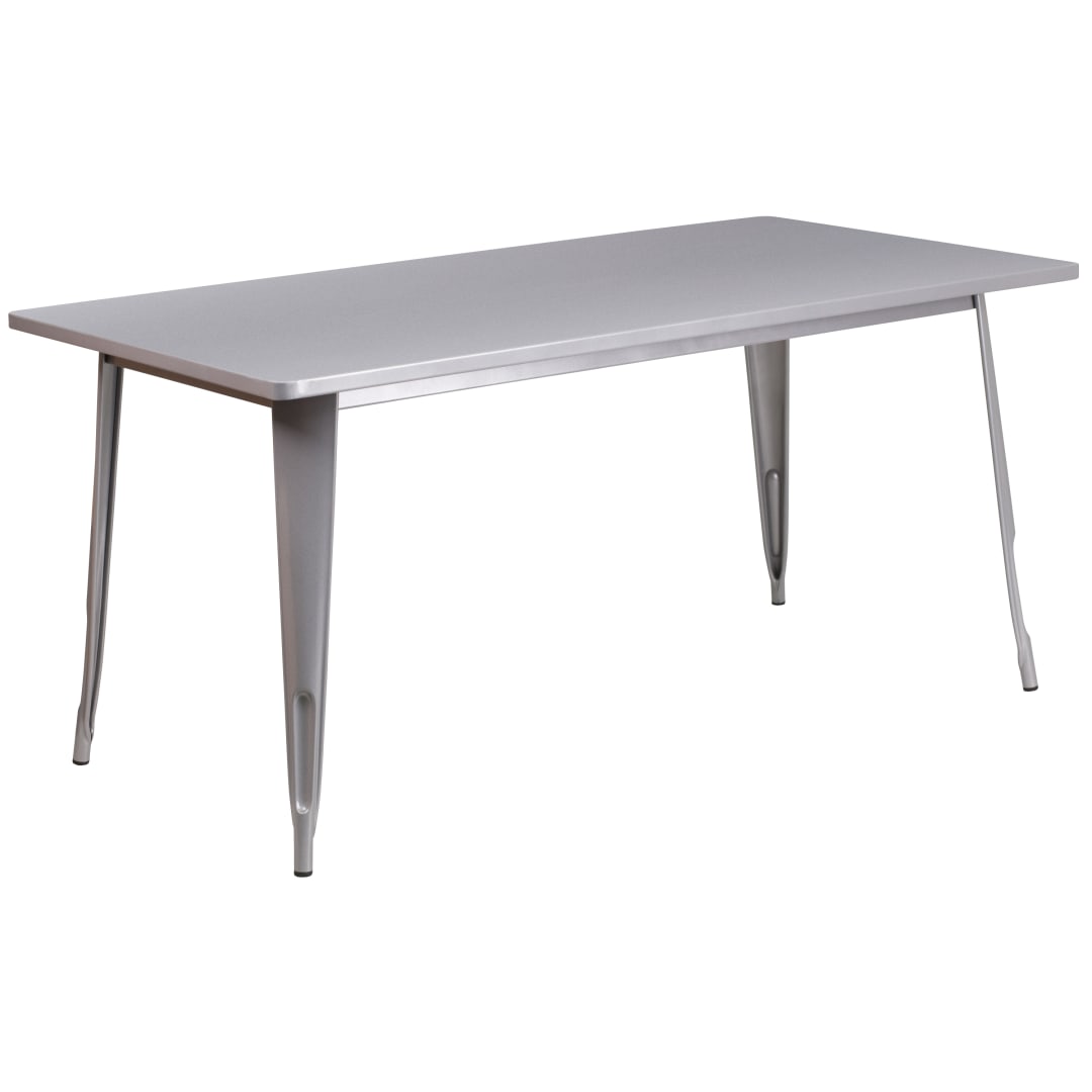 Charis Commercial Grade 31.5" x 63" Rectangular Silver Metal Indoor-Outdoor Table