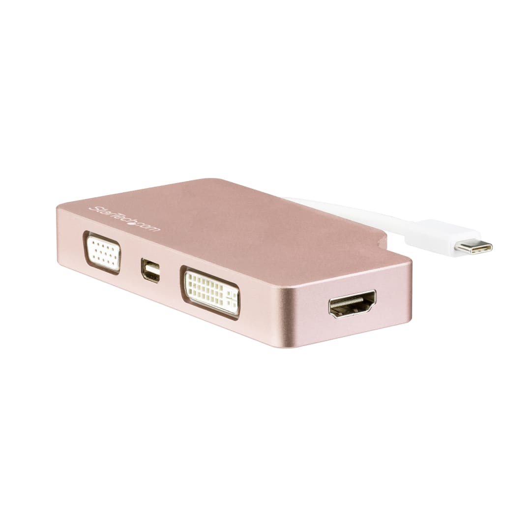 4-in-1 USB-C to MDP, VGA, DVI or HDMI 4K Converter - Rose Go