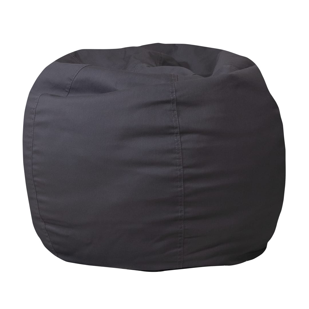 Dillon Small Solid Gray Refillable Bean Bag Chair for Kids and Teens