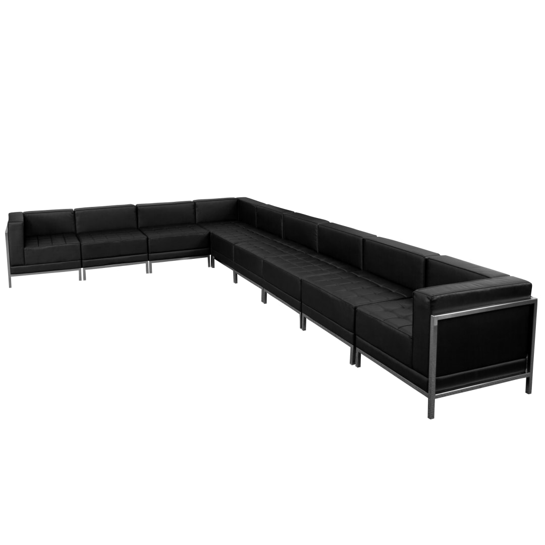 HERCULES Imagination Series Black LeatherSoft Sectional Configuration with Ganging Clips, 9 Pieces
