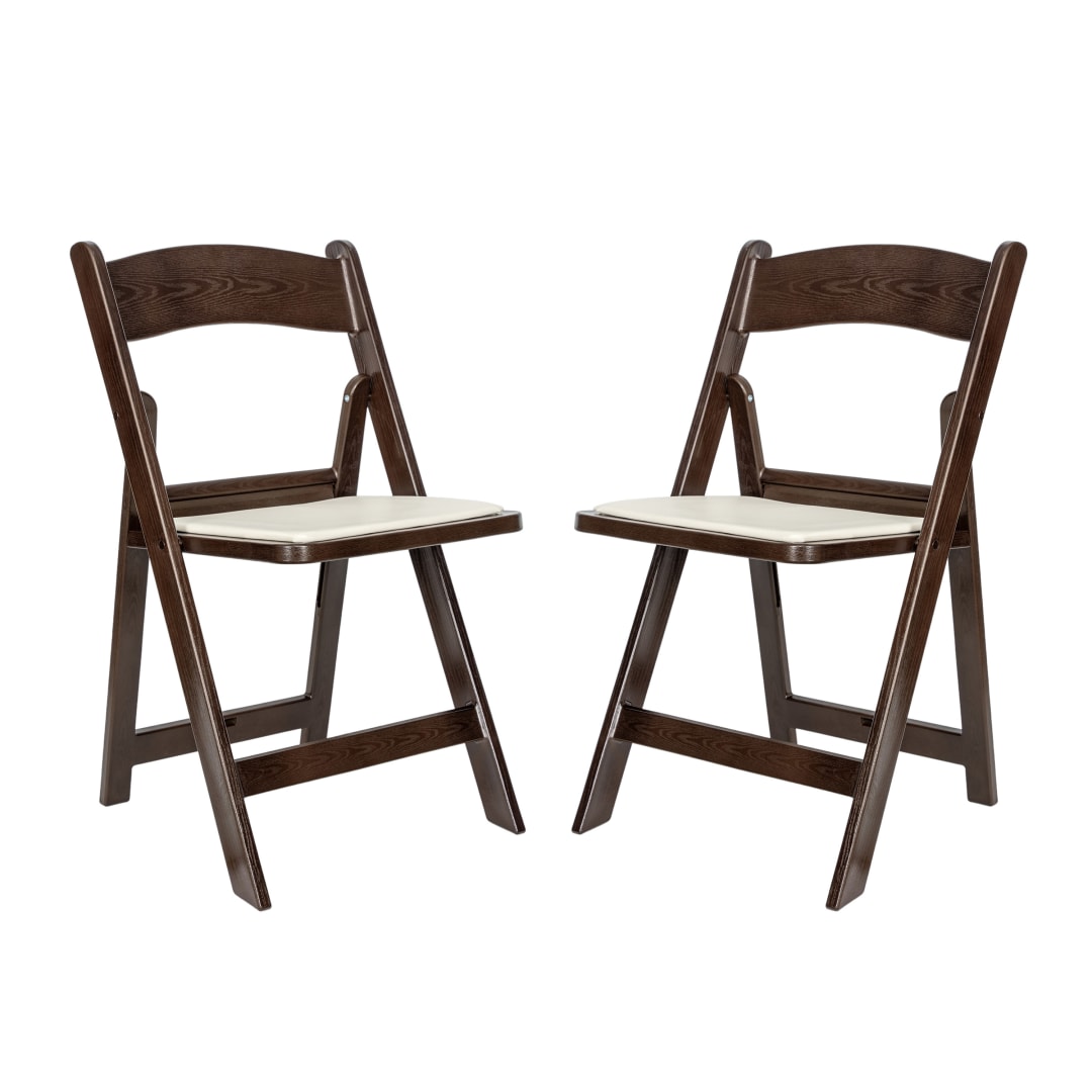 HERCULES 2 Pack Commercial Dark Brown Indoor/Outdoor Lightweight Wood Look Resin Folding Event Chair