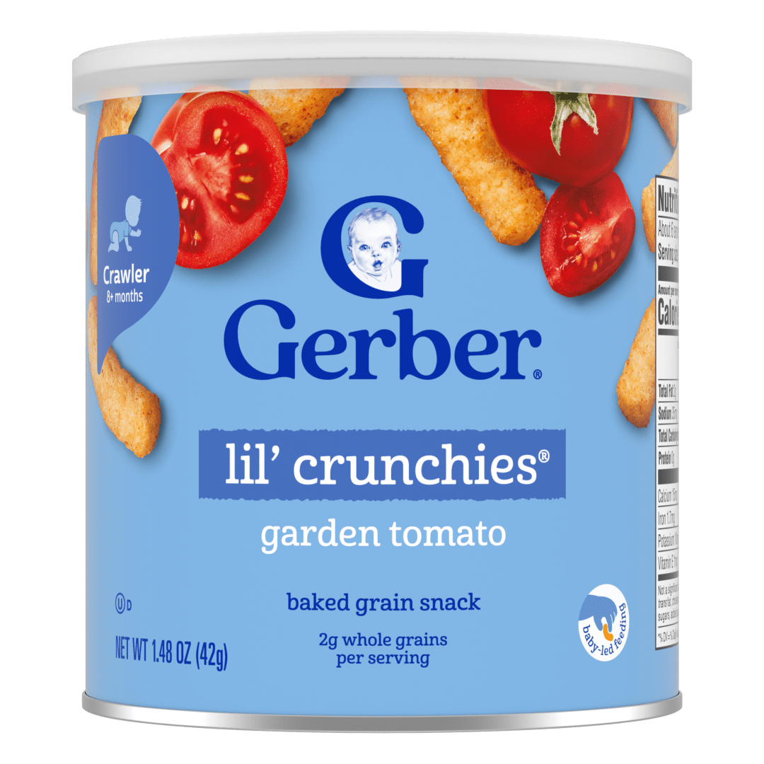 Gerber Stage 3 Baby Food Snacks, Garden Tomato Lil' Crunchies, Baby Led Feeding