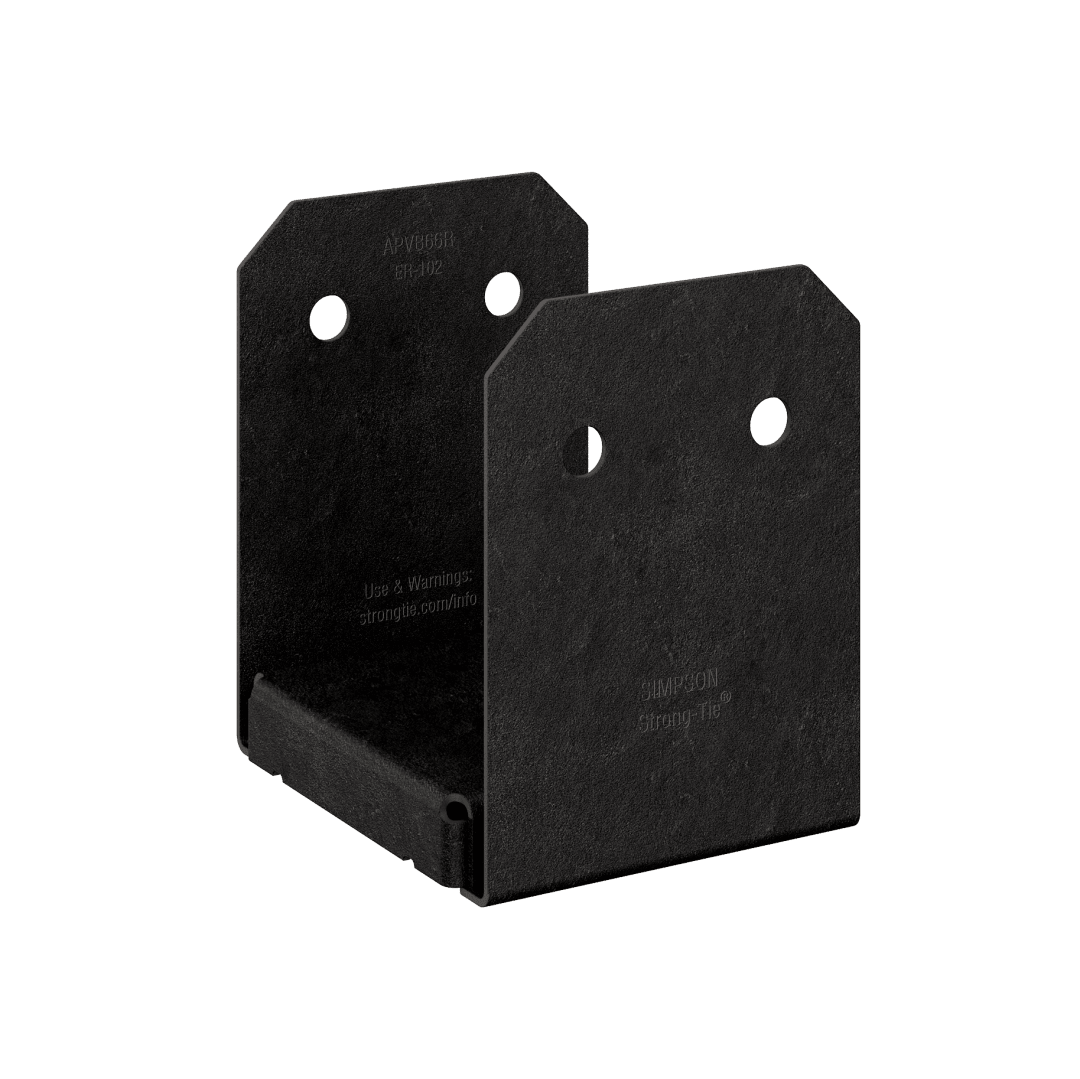 Simpson Strong-Tie APVB66R Outdoor Accents® Avant Collection™ ZMAX®, Black Powder-Coated Post Base for 6x6 Rough (Pack of 6)