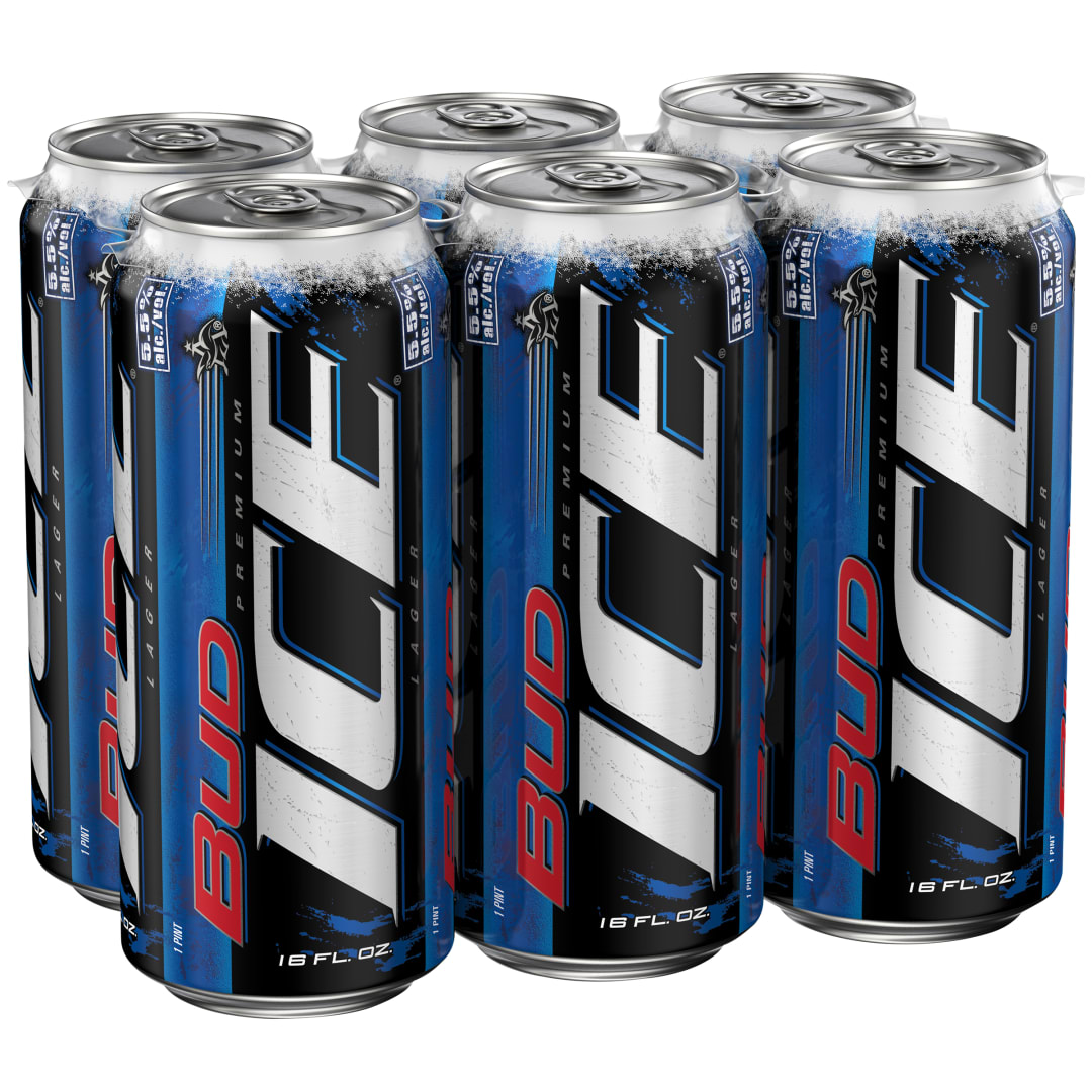 Bud Ice American Lager Beer 6 Pack, 16 fl oz Cans