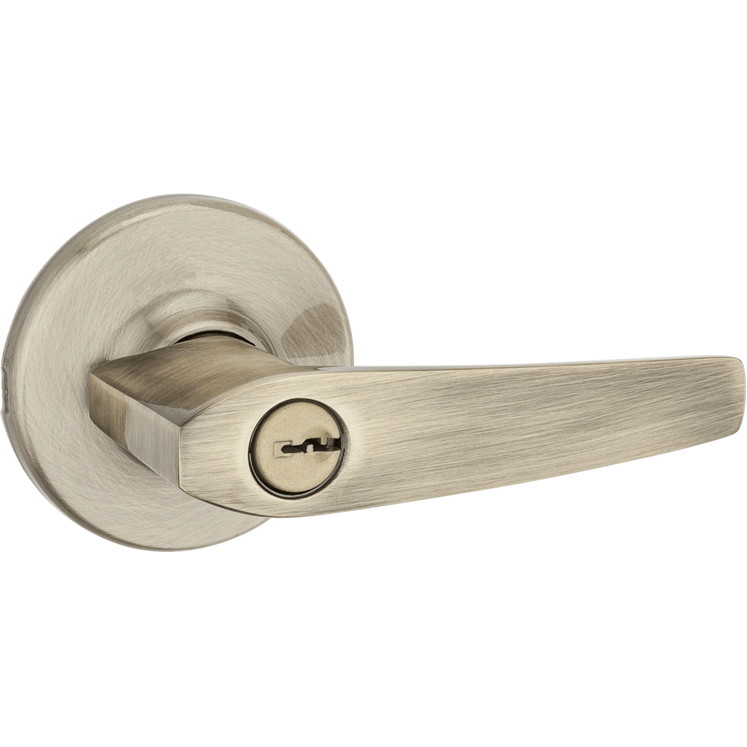 Delta Keyed Entry Lever in Antique Brass