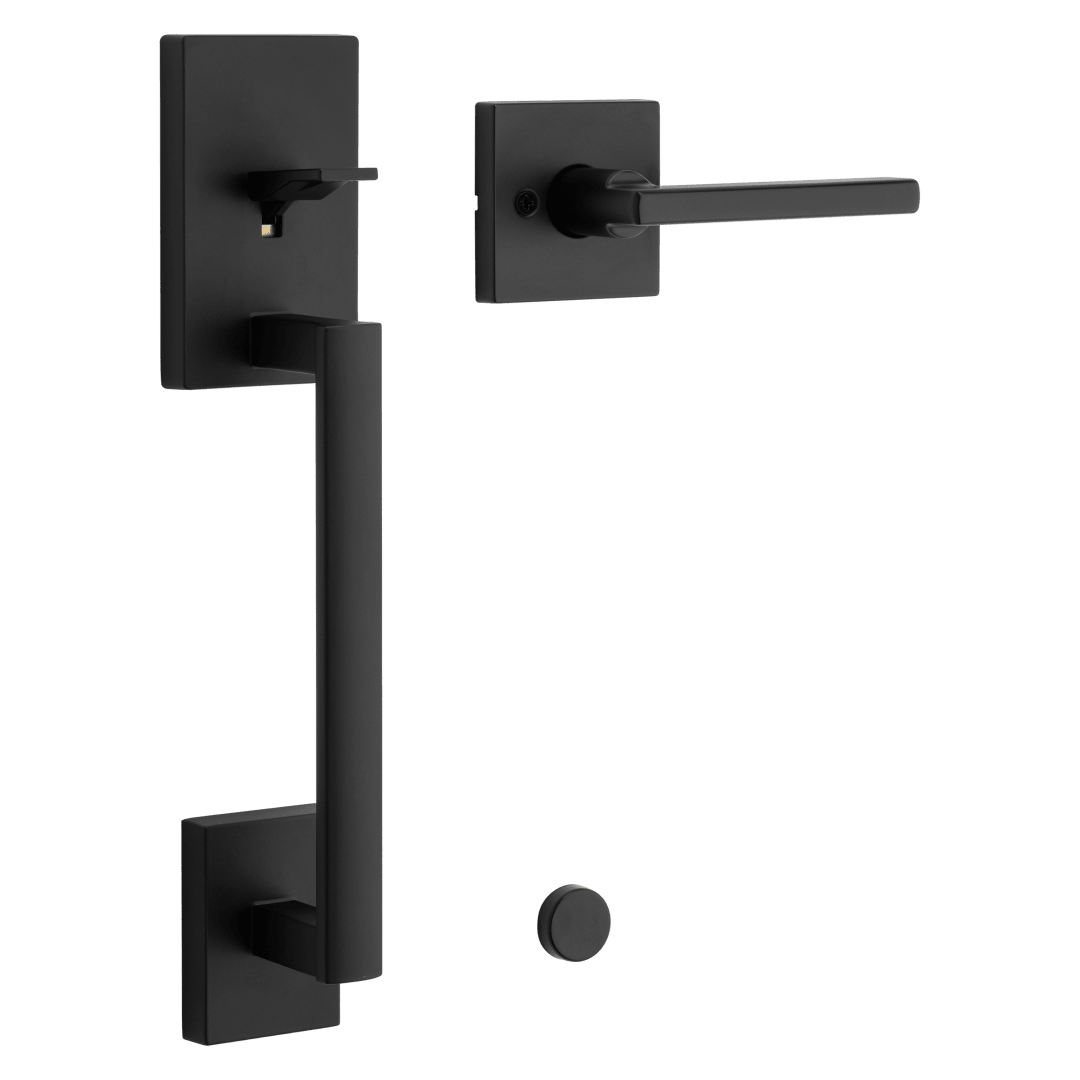San Clemente Exterior Grip Handle with Halifax Interior Lever in Matte Black
