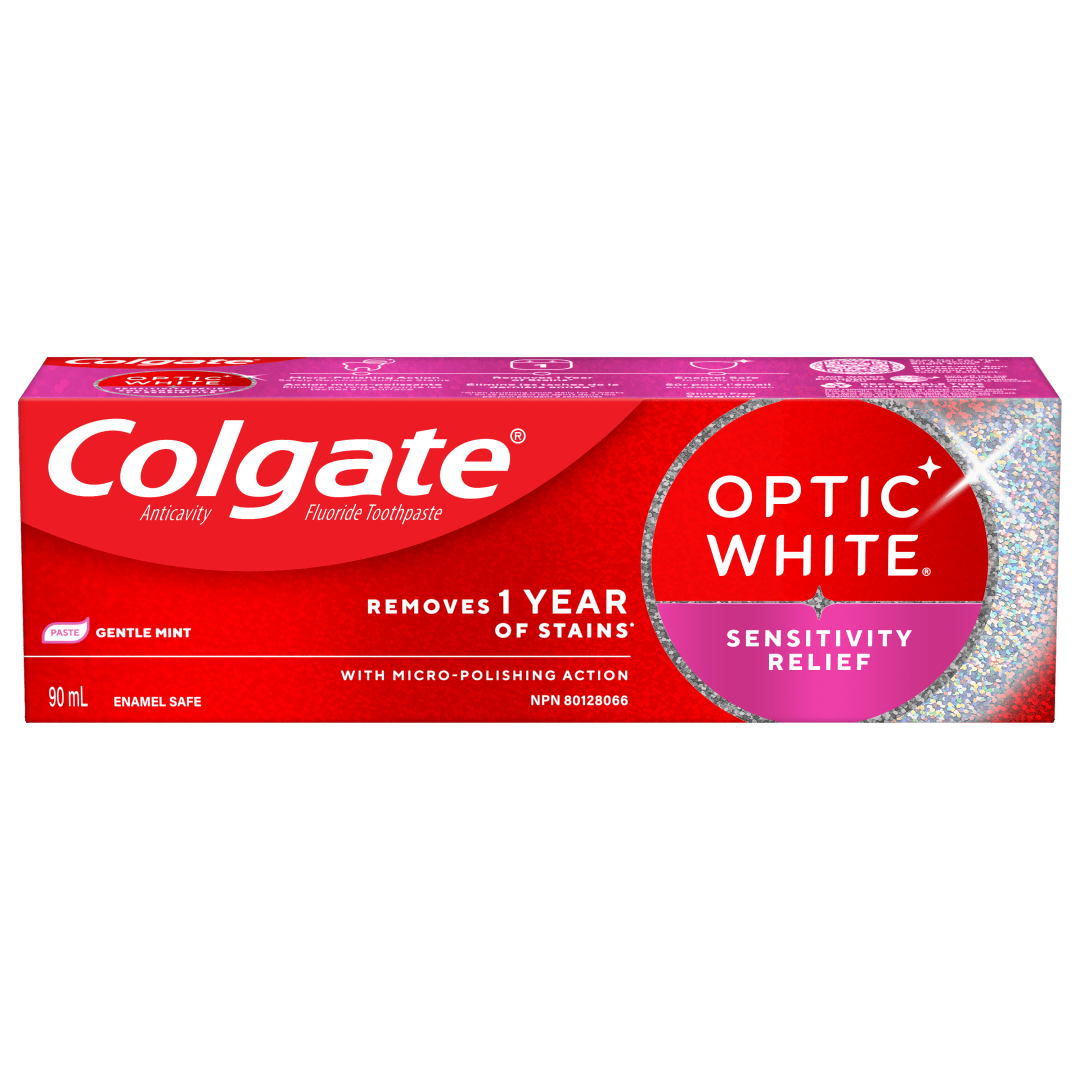 Colgate Optic White Sensitivity Relief Toothpaste, Gentle Mint, 90 mL