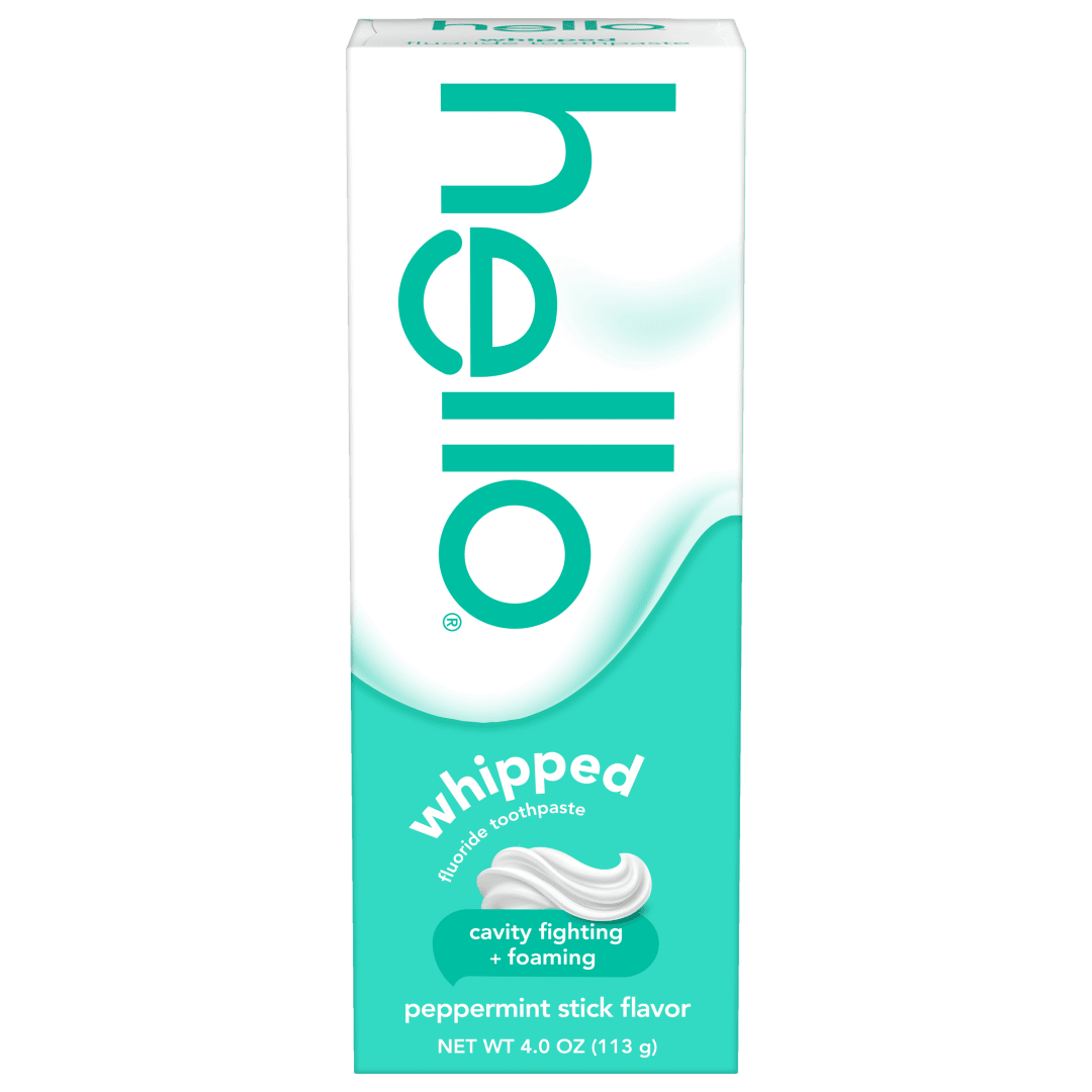 hello Whipped Fluoride Toothpaste, Minty Foam Toothpaste, Peppermint Stick, 4.0 oz
