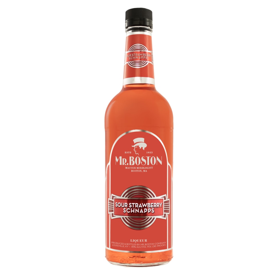 Mr. Boston Sour Strawberry Schnapps 750ml 30 Proof