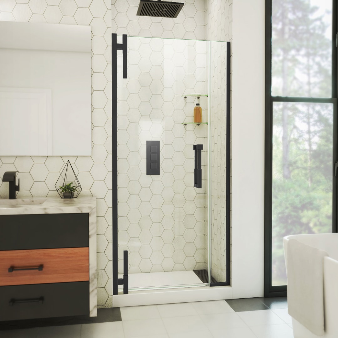DreamLine Ascend 32 - 33 inch W x 72 inch H Frameless Pivot Shower Door in Matte Black