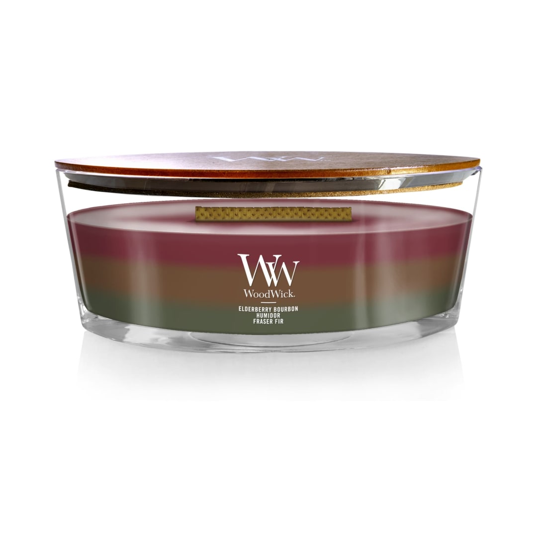 WoodWick® Hearthside Scented Trilogy Ellipse Candle, Crackles at it Burns, Up to 50 hrs burn time, 16oz