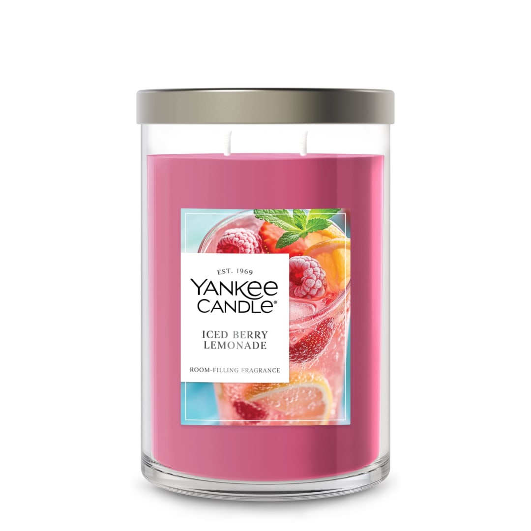 Yankee Candle® Large Tumbler Scented Candle with up to 80 Hour Burn Time, Premium Plant Wax Blend for Consistent Burn, 20 oz Tumbler Candle with Room Filling Fragrance, Iced Berry Lemonade