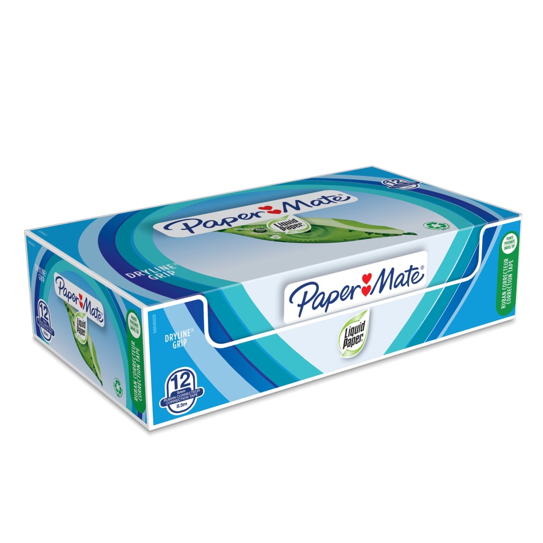 Paper Mate® Liquid Paper DryLine Grip Correction Tape | Recycled | Box of 12