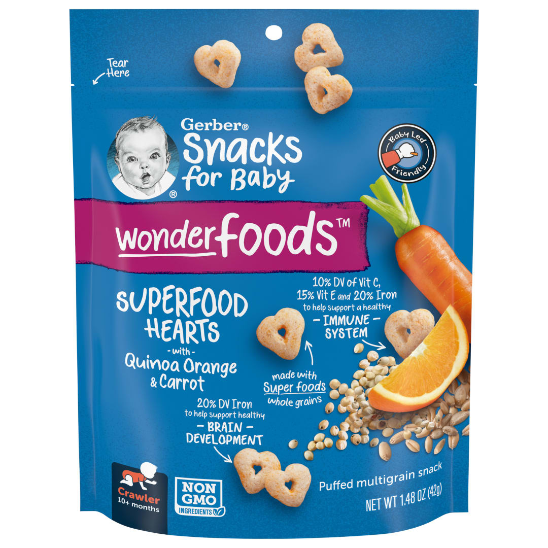 Gerber Stage 3 Baby Food, Quinoa Orange & Carrot Puffed Snack, 1.48 oz Bag