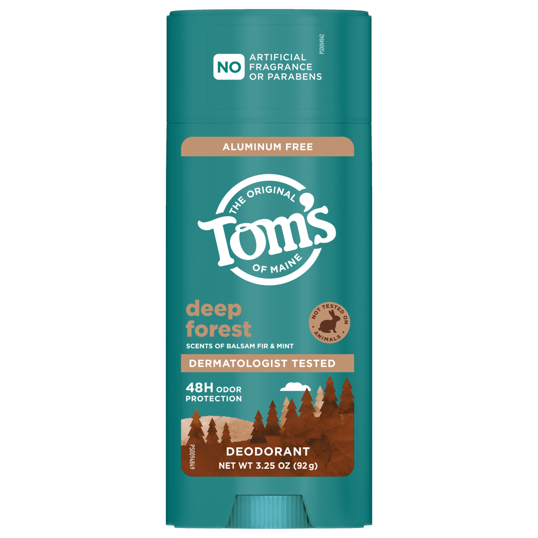 Tom’s of Maine Deep Forest Natural Deodorant for Men and Women, Aluminum Free, No Artificial Fragrances, Dyes, or Preservatives, Baking Soda Free, 48-Hour Odor Protection, 3.25 oz (2 Pack)