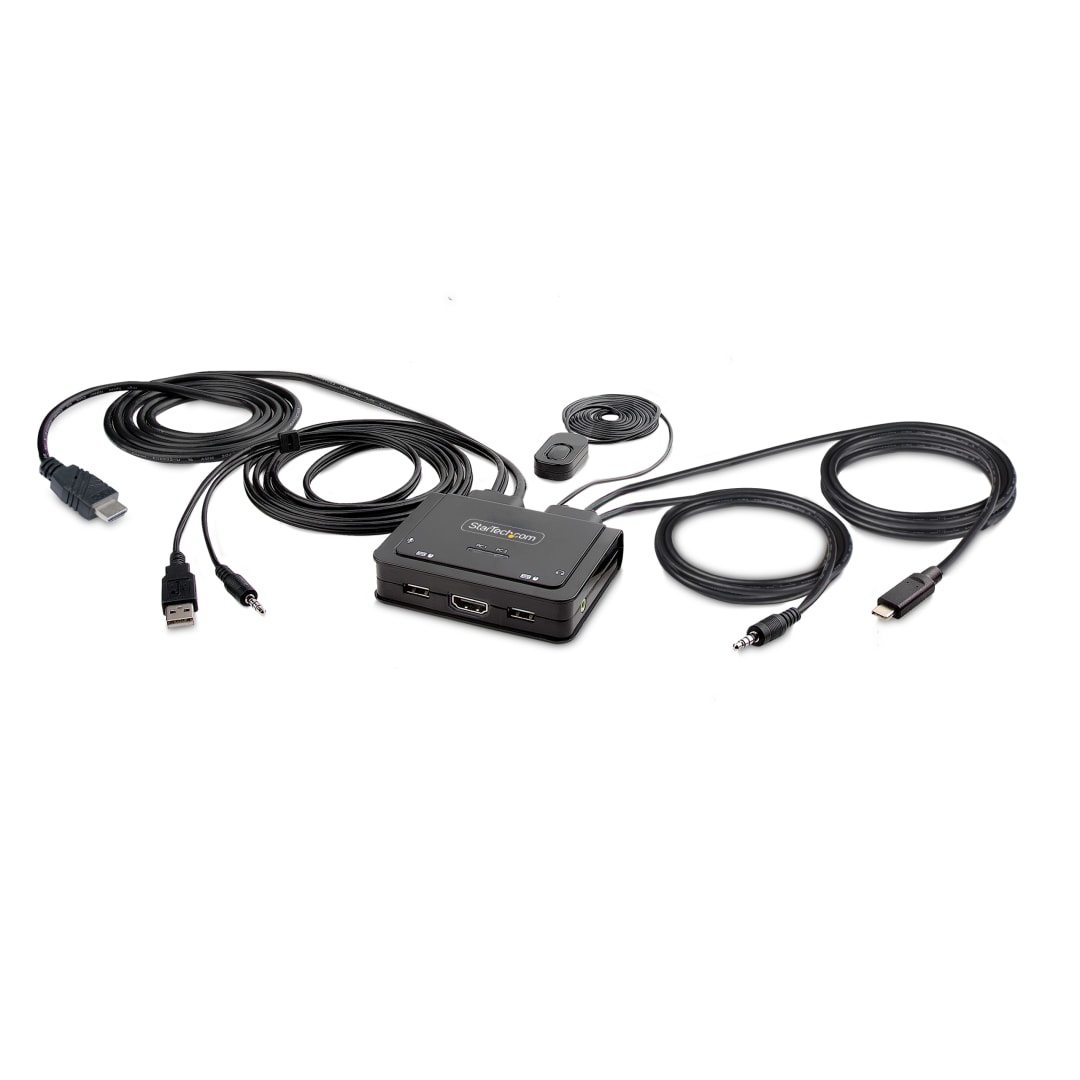 2 Port HDMI 4K 60Hz Cable KVM Switch w  one USB C Port