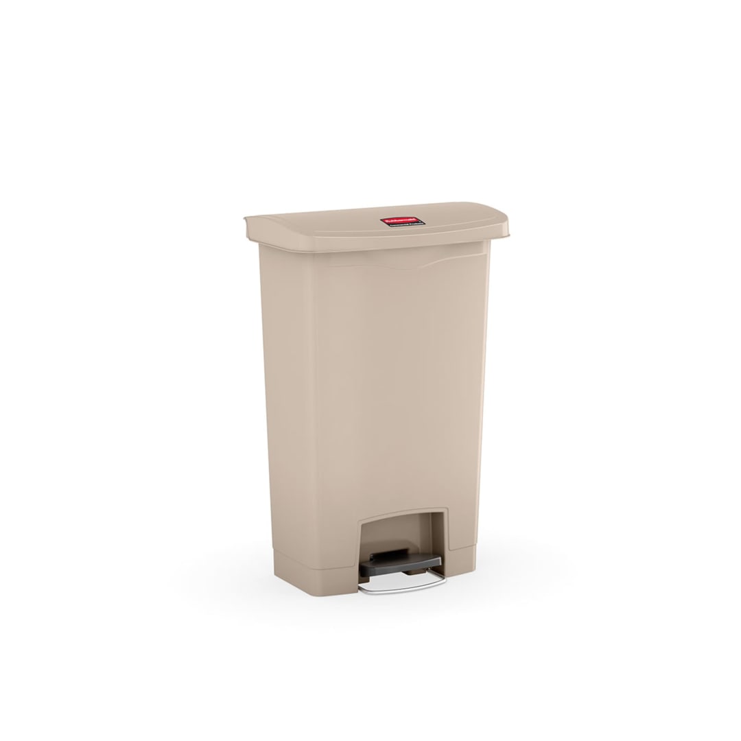 Rubbermaid Commercial Products STREAMLINE 13 Gallon Step-On Resin Front Step Trash Can, Beige