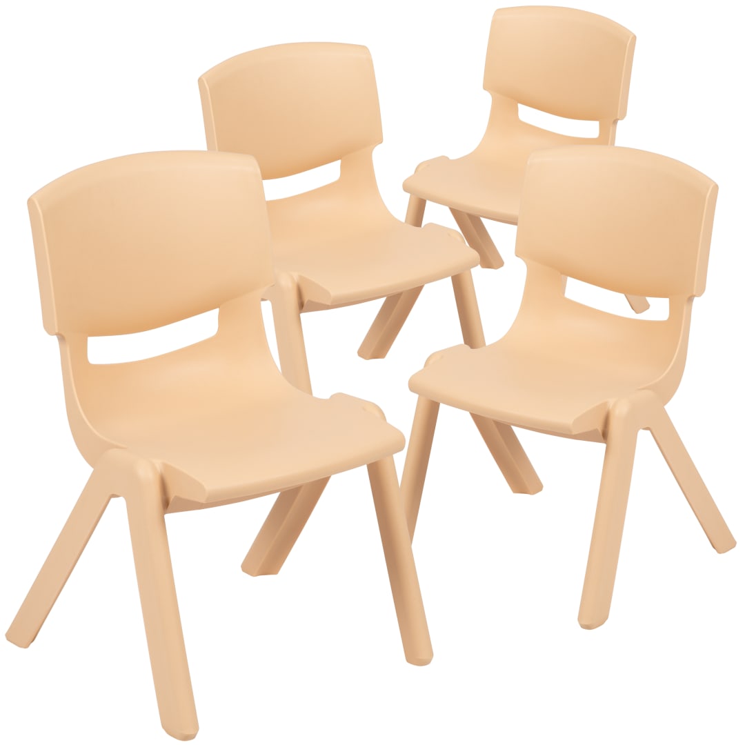 Whitney 4 Pack Natural Plastic Stackable School Chair with 10.5" Seat Height