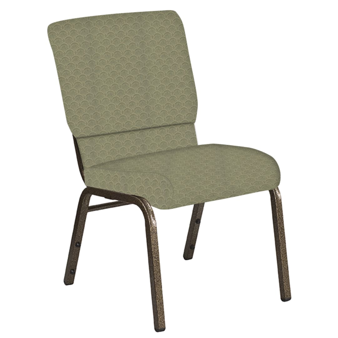 Embroidered 18.5''W Church Chair in Arches Moss Fabric - Gold Vein Frame