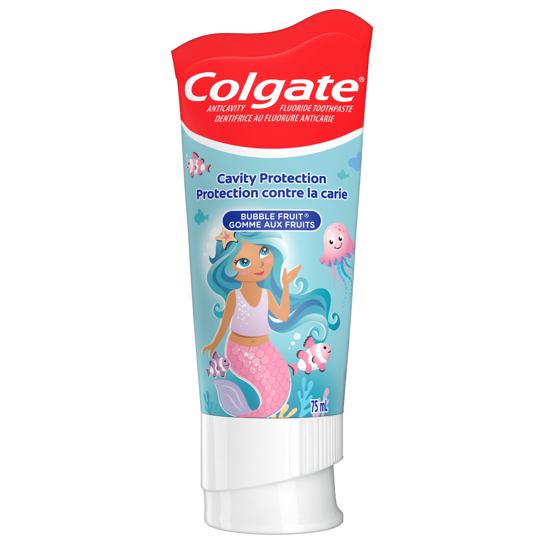 Colgate Kids Mixed Girls Anticavity Fluoride Toothpaste, Stand Up Tube, Mild Bubble Fruit - 75mL, 12 Count